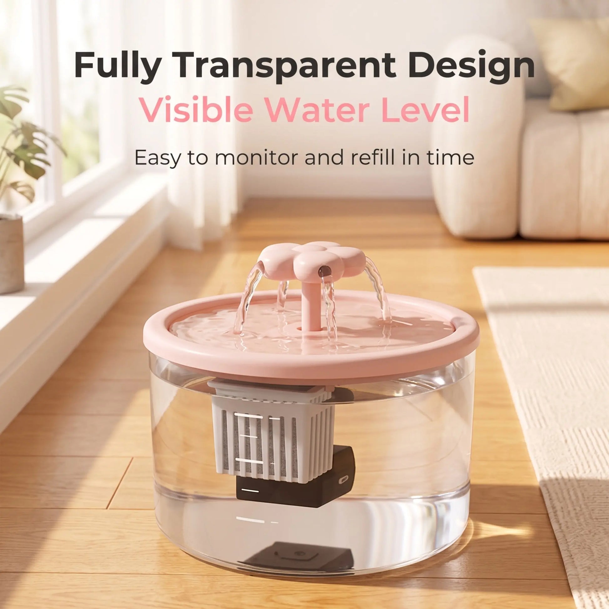 Cat Water Fountain Dispenser, Transparent Design, Quiet Operation, Usb-Powered, Recirculating Filter, Indoor Cat Drinking Fountain