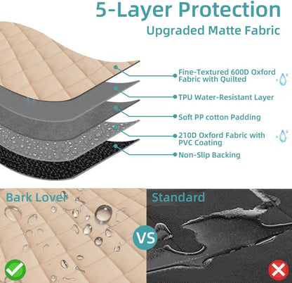 Dog Car Seat Cover for Back Seat Waterproof Backseat Protector, Nonslip Rear Seat Cover for Kids,Universal Size Fits Cars Trucks Suvs (Beige)