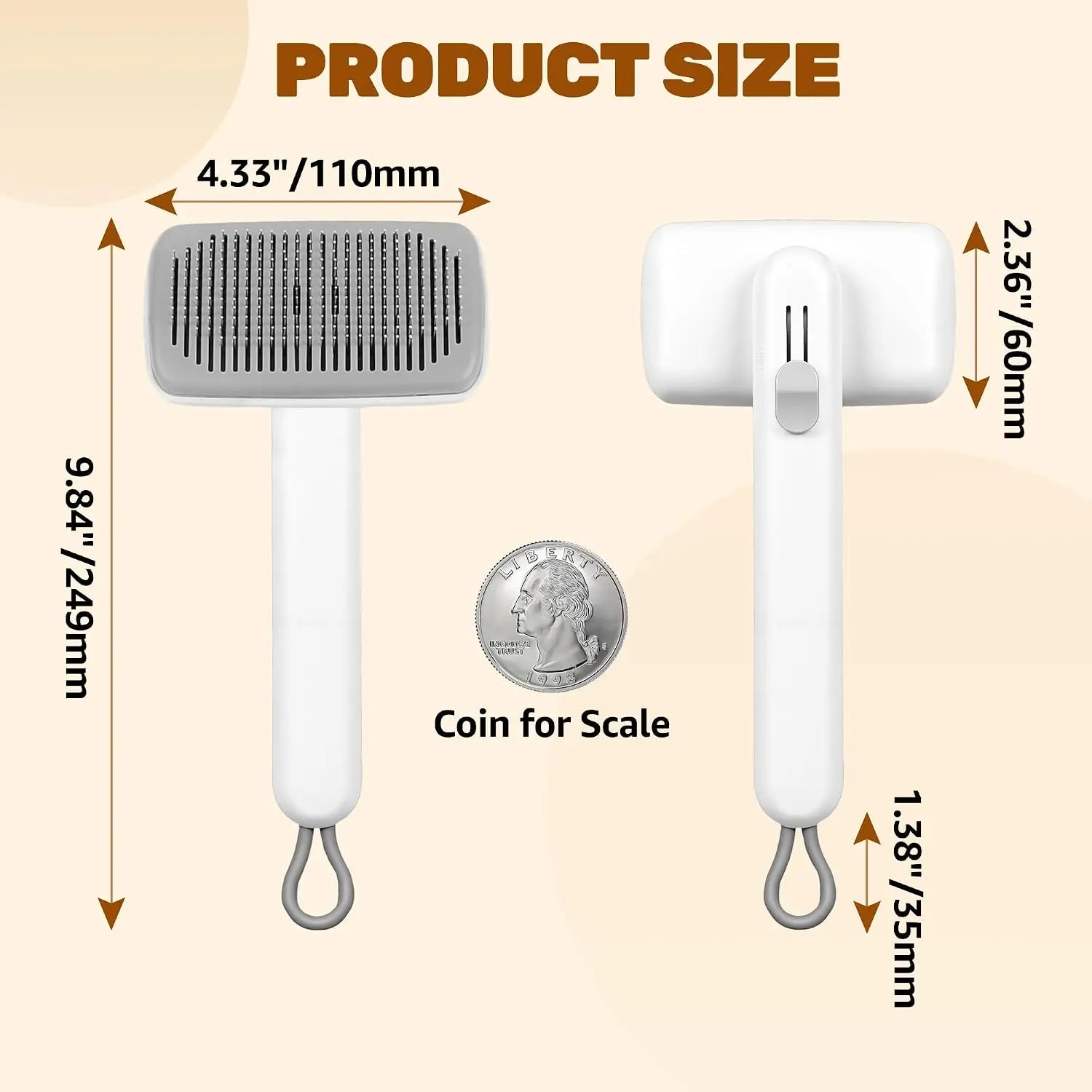 Dog & Cat Button Hair Removal Comb - Universal Self-Cleaning Deshedding Slicker Brush, 1-Click Release, Easy Clean, Shed Control, No Hair Picking