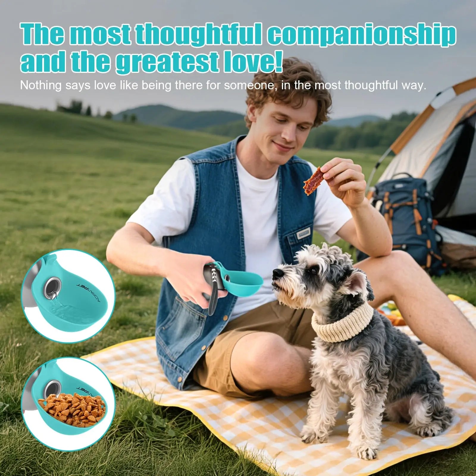Lumikata 2-In-1 Portable Dog Water Bottle - 10Oz Stainless Steel, Silicone Foldable Bowl Mode, Leak-Proof Water Ball for Small Dog Walking, Pet Feeding Supplies