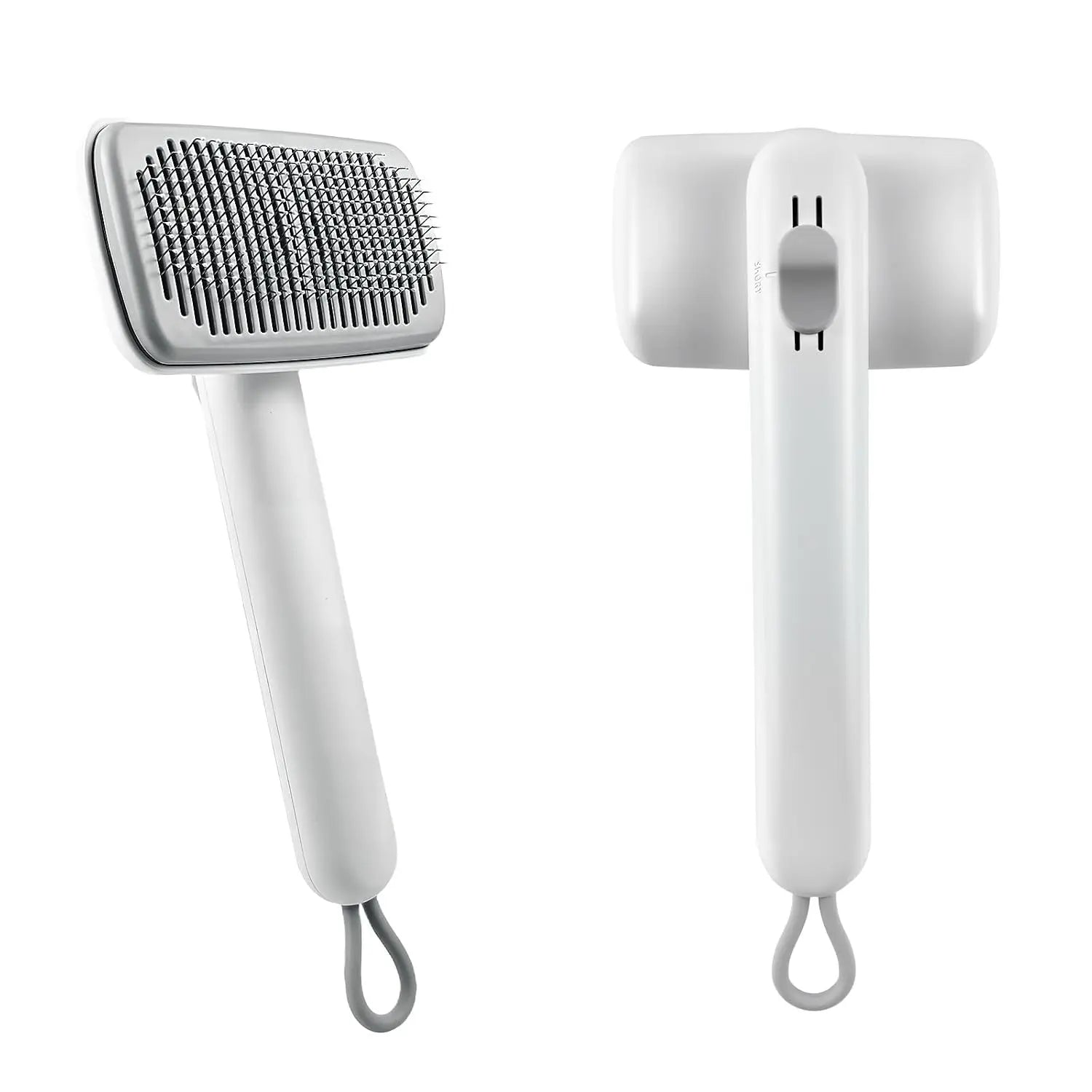 Dog & Cat Button Hair Removal Comb - Universal Self-Cleaning Deshedding Slicker Brush, 1-Click Release, Easy Clean, Shed Control, No Hair Picking