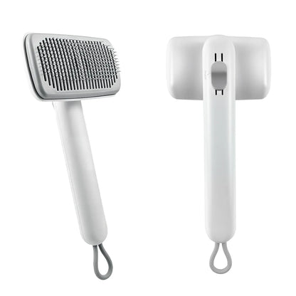Dog & Cat Button Hair Removal Comb - Universal Self-Cleaning Deshedding Slicker Brush, 1-Click Release, Easy Clean, Shed Control, No Hair Picking